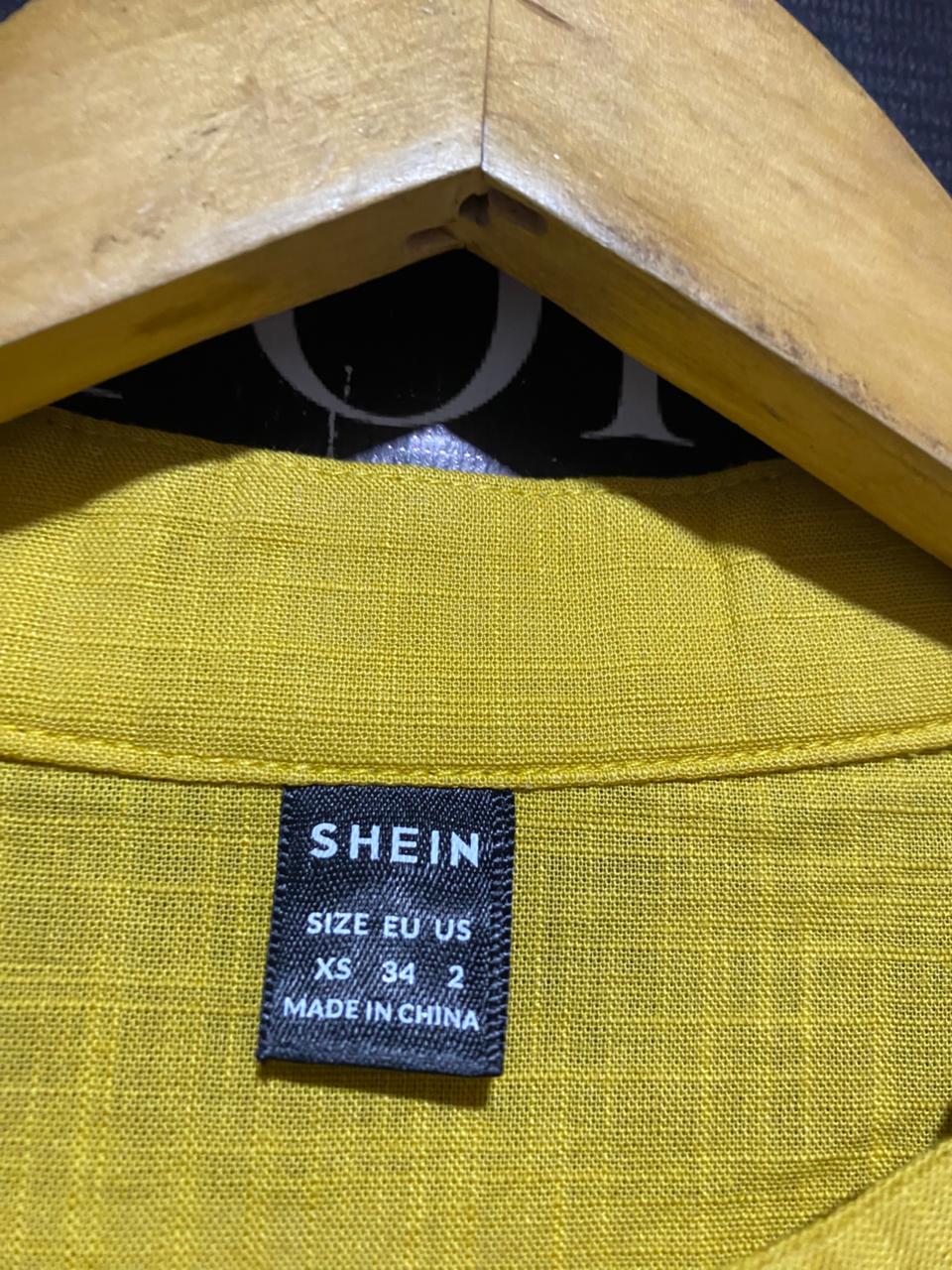 SHEIN |L| BUST 19| B14| MUSTARD ASYMMETRICAL BUTTON-FRONT MIDI DRESS