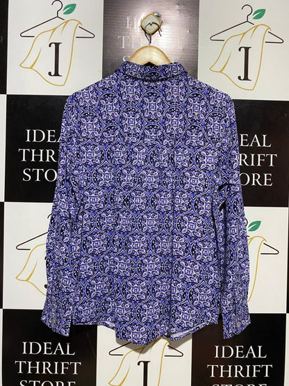 M&S |L| BUST 20| B14| MOSAIC PRINT BUTTON-DOWN SHIRT