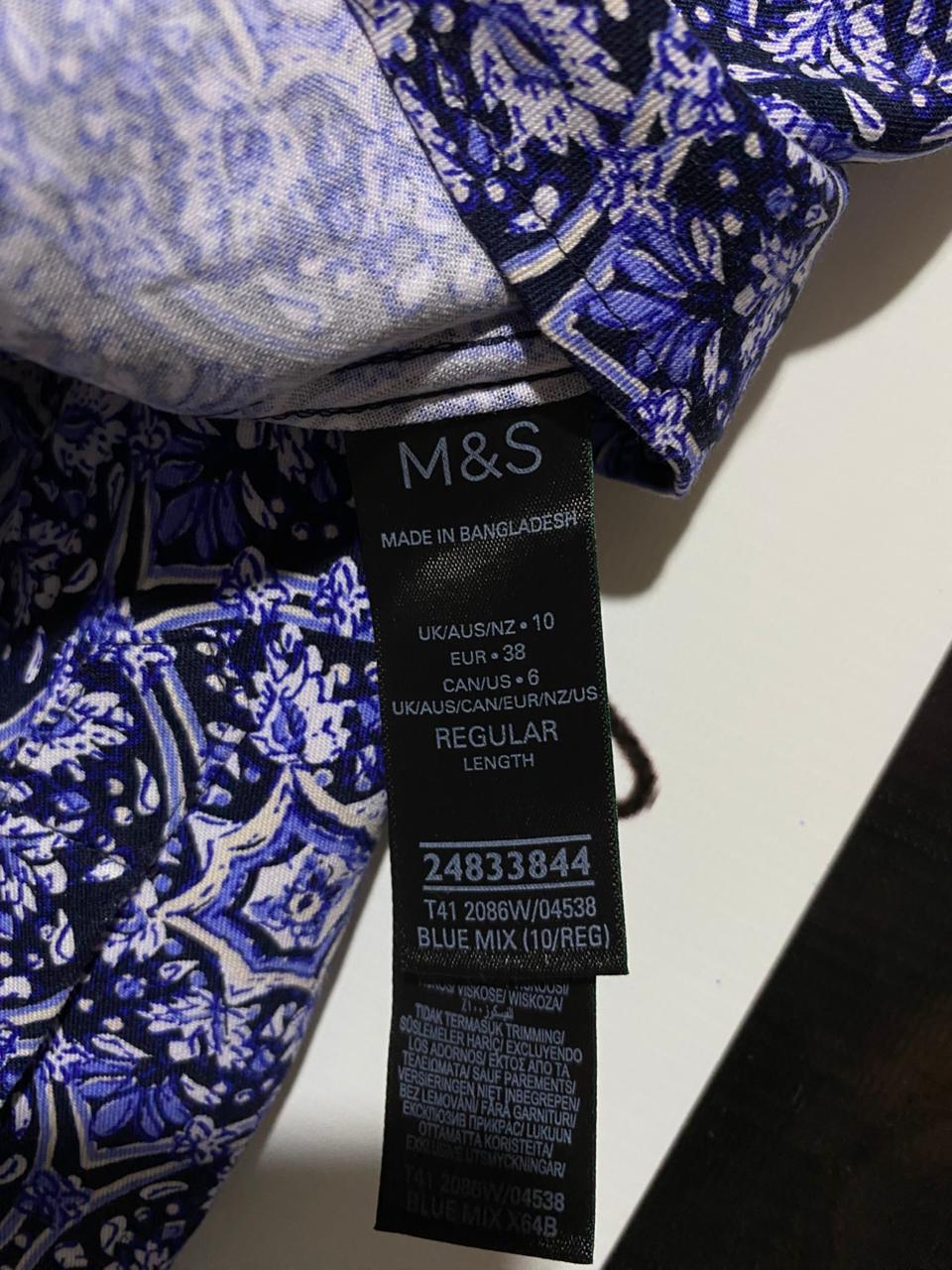 M&S |L| BUST 20| B14| MOSAIC PRINT BUTTON-DOWN SHIRT