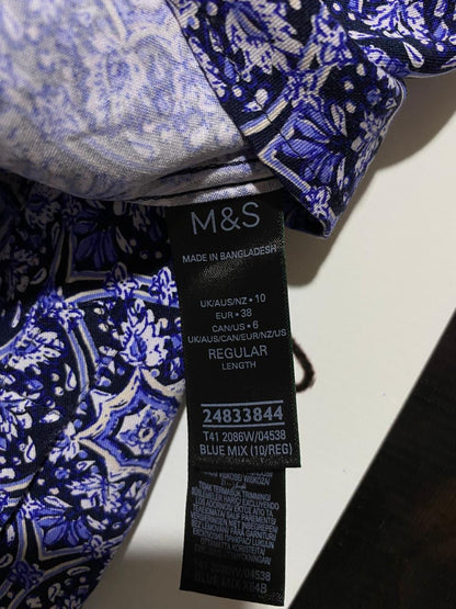 M&S |L| BUST 20| B14| MOSAIC PRINT BUTTON-DOWN SHIRT