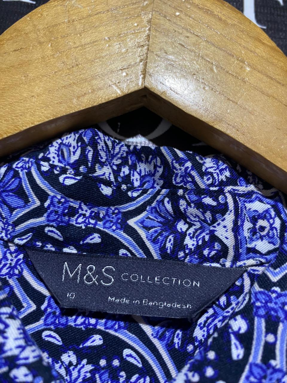 M&S |L| BUST 20| B14| MOSAIC PRINT BUTTON-DOWN SHIRT