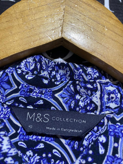 M&S |L| BUST 20| B14| MOSAIC PRINT BUTTON-DOWN SHIRT