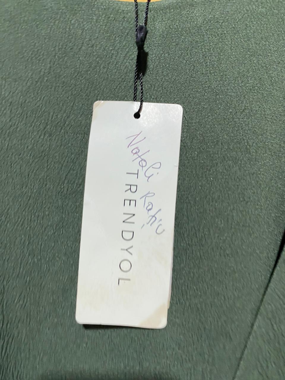 TRENDYOL |XL| BUST 29| B14| OLIVE GREEN ASYMMETRICAL WRAP MINI DRESS