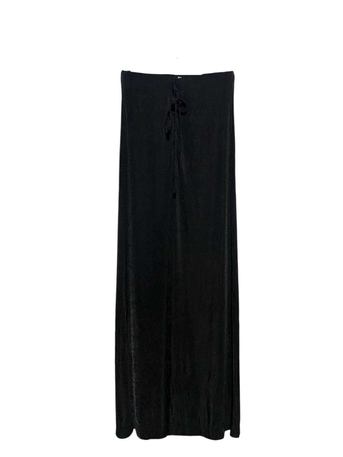 H&M | XS| WAIST 24| B14| ELEGANT BLACK SATIN-FINISH MAXI SKIRT WITH TIE
