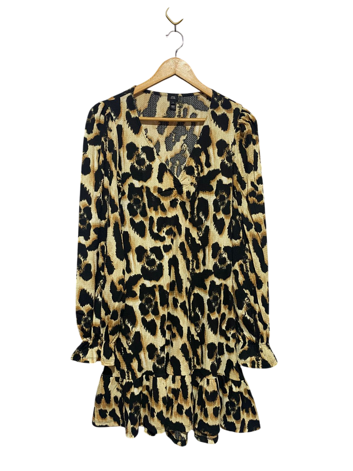 RIVER ISLAND |M| BUST 17| B15| LEOPARD PRINT RUFFLE HEM MINI DRESS
