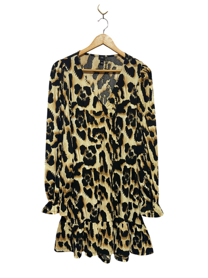 RIVER ISLAND |M| BUST 17| B15| LEOPARD PRINT RUFFLE HEM MINI DRESS