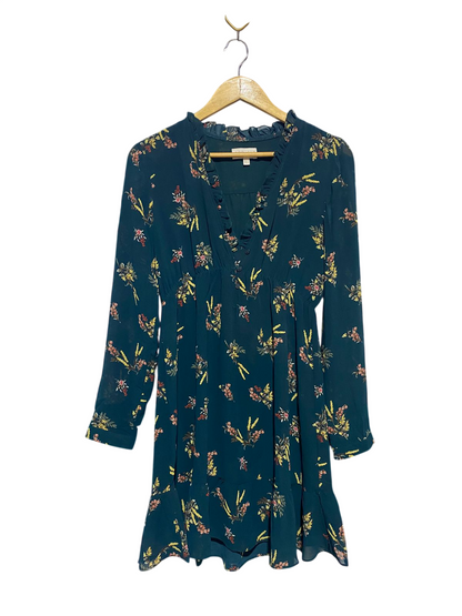 APRICOT |M| BUST 18| B15| TEAL FLORAL RUFFLE NECK MINI DRESS