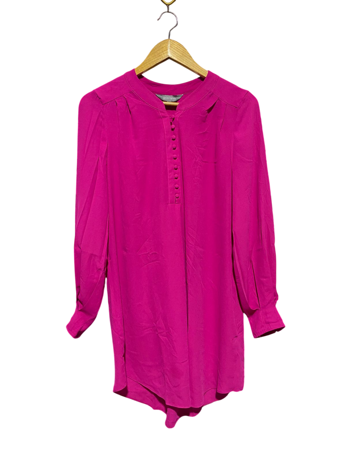 PRINCIPLES |L| BUST 20| B15| MAGENTA LONG SLEEVE BUTTON-DETAIL TUNIC BLOUSE