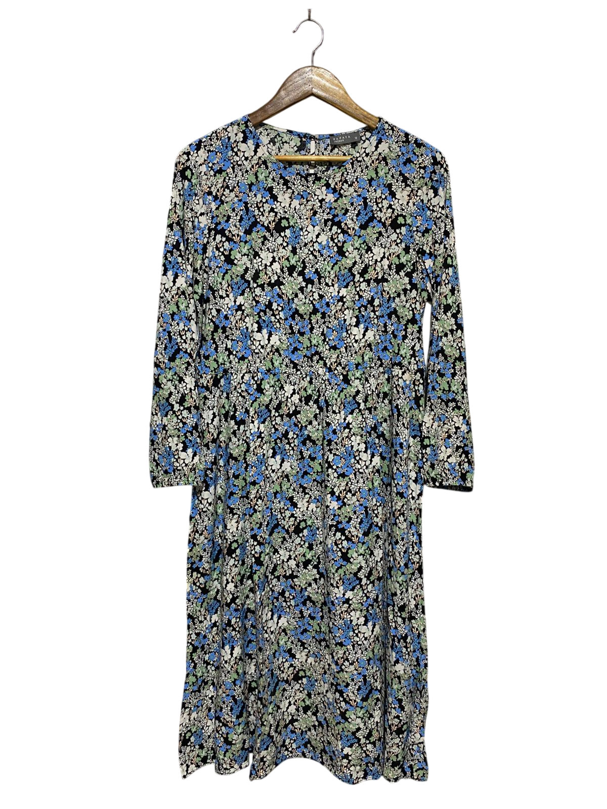 PAPAYA |M| BUST 19| B15| FLORAL LONG SLEEVE TIERED MIDI DRESS