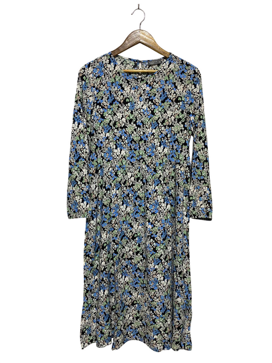 PAPAYA |M| BUST 19| B15| FLORAL LONG SLEEVE TIERED MIDI DRESS
