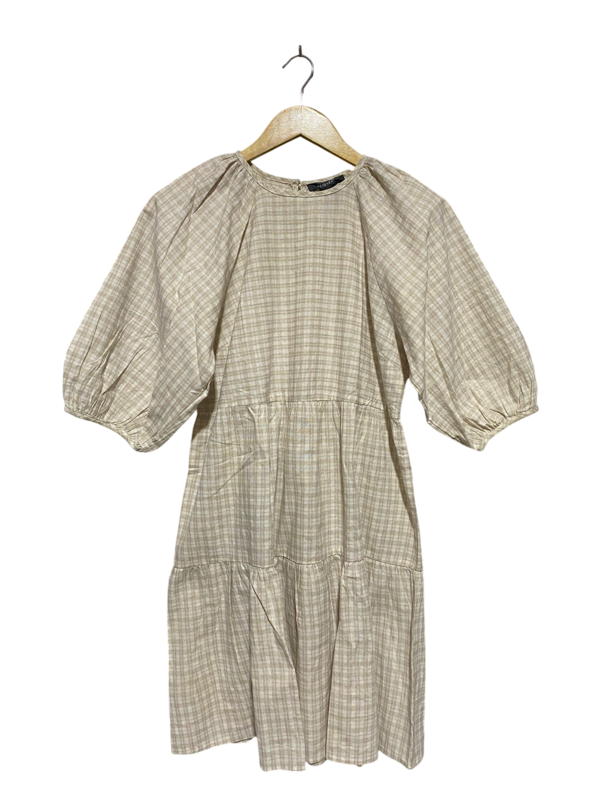 PRIMARK |M| BUST 18| B15| CHECKED PUFF SLEEVE TIERED MINI DRESS