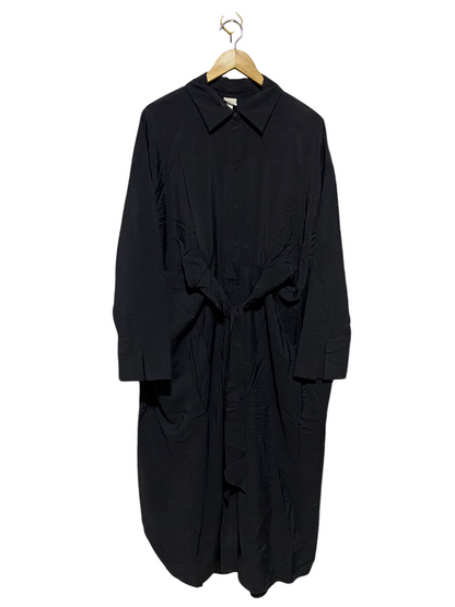 H&M |L| BUST 26| B15| PREMIUM BLACK BELTED SHIRT DRESS – CHIC TRANSITIONAL MIDI