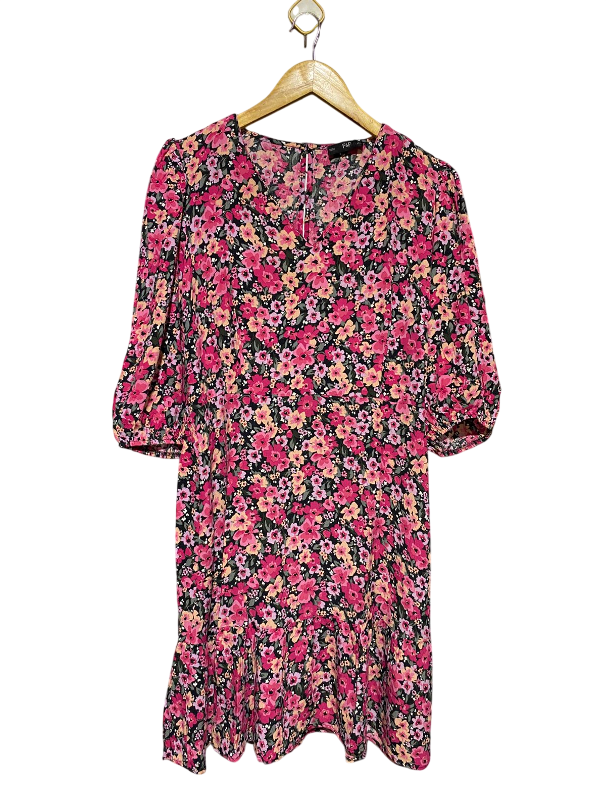 F&F |M| BUST 19| B15| VIBRANT PINK DITSY FLORAL MINI DRESS