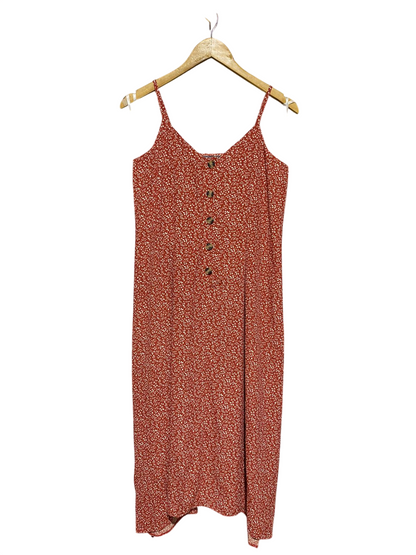 PRIMARK |M| BUST 17| B15| RUST ORANGE DITSY FLORAL MIDI DRESS