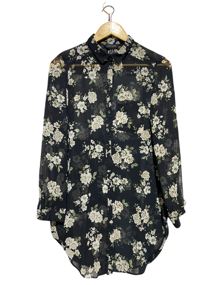 NEW LOOK |L| BUST 19| B15| SHEER FLORAL BUTTON-DOWN SHIRT