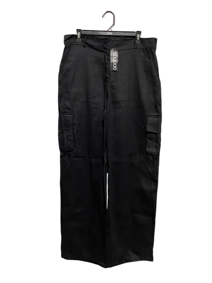 BOOHOO |XL| WAIST 34| B15| BLACK WIDE LEG CARGO TROUSERS – TRENDY STREETWEAR STYLE