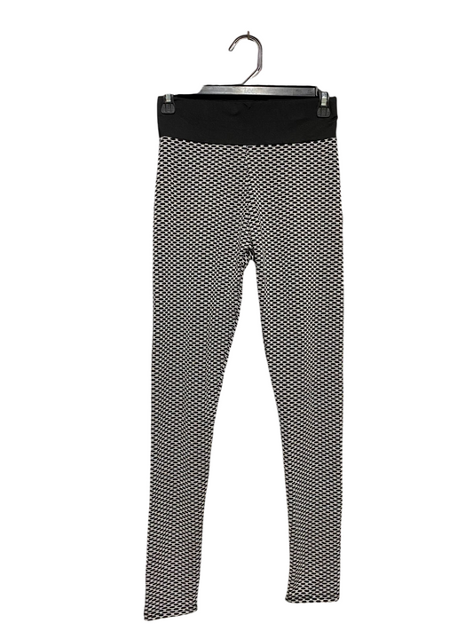 |S| WAIST 26| B15| PREMIUM TEXTURED HONEYCOMB BUBBLE LEGGINGS – BLACK AND WHITE