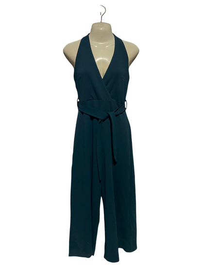 NEW LOOK |S| BUST 17| B15| DEEP TEAL HALTER NECK WIDE LEG BELTED JUMPSUIT