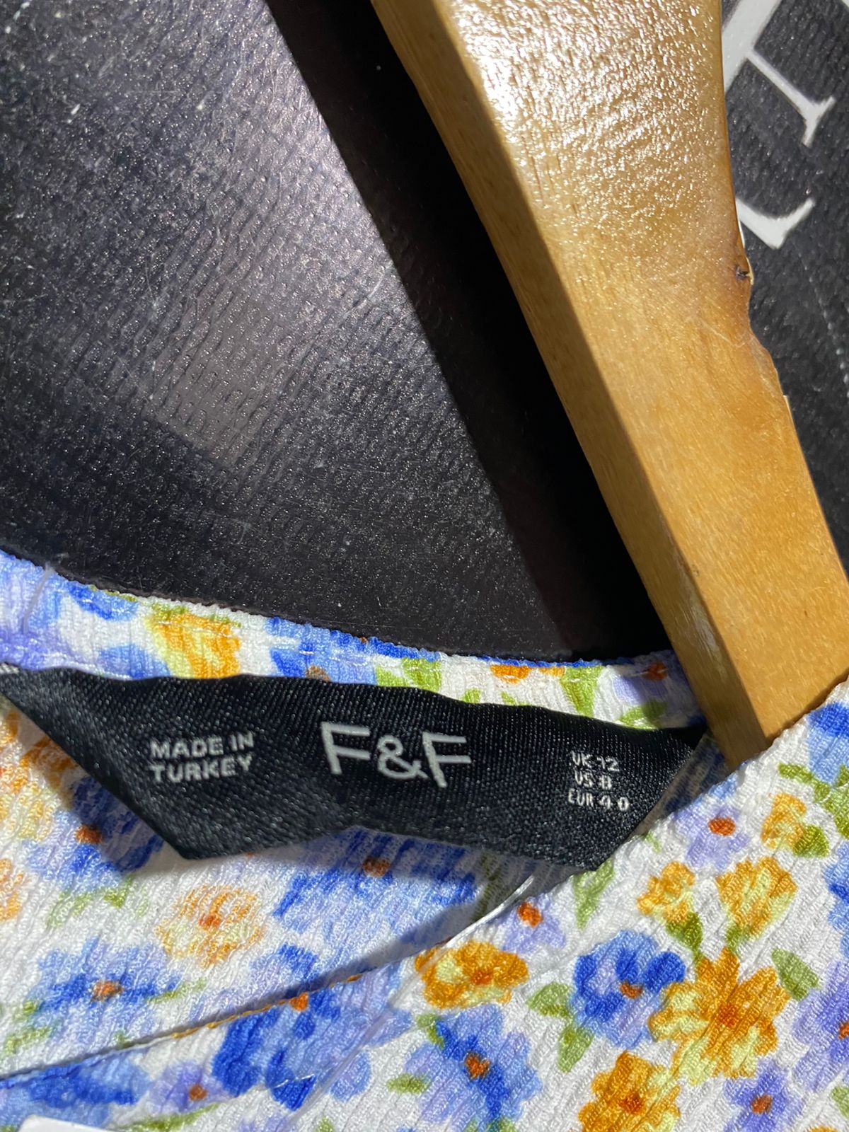 F&F |M| BUST 18| B15| VINTAGE-INSPIRED BLUE AND YELLOW FLORAL PUFF SLEEVE MIDI DRESS
