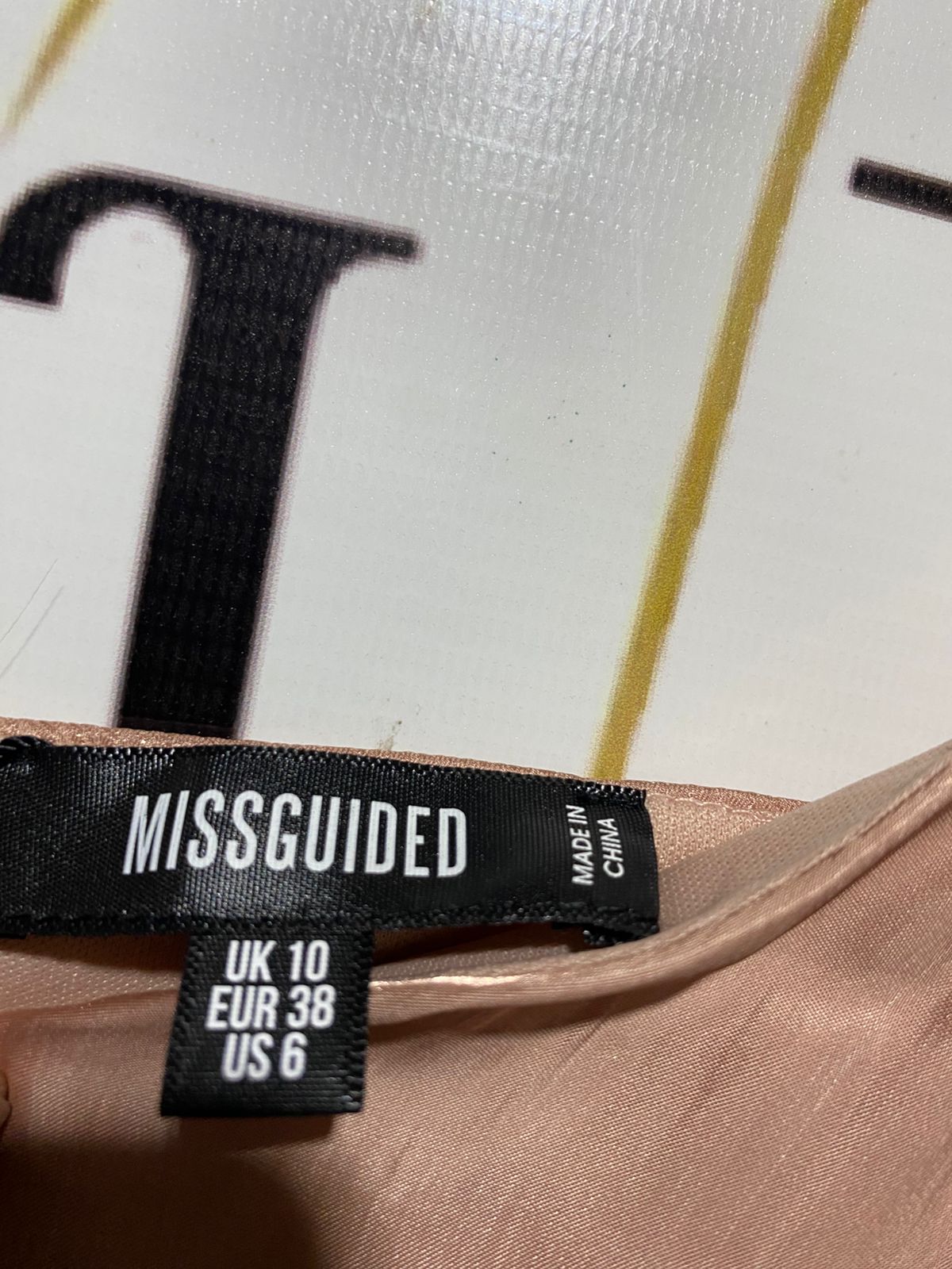 MISS GUIDED |M| BUST 17| B15| ROSE GOLD SHIMMER RUCHE FRONT MINI DRESS