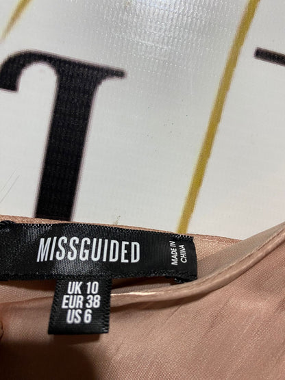 MISS GUIDED |M| BUST 17| B15| ROSE GOLD SHIMMER RUCHE FRONT MINI DRESS