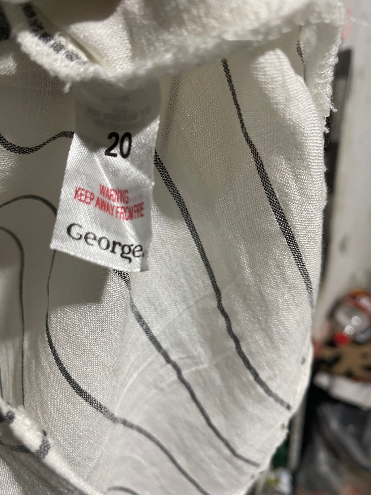 GEORGE |XXL| BUST 26| B15| WHITE AND BLACK VERTICAL STRIPE BUTTON-DOWN OVERSIZED SHIRT