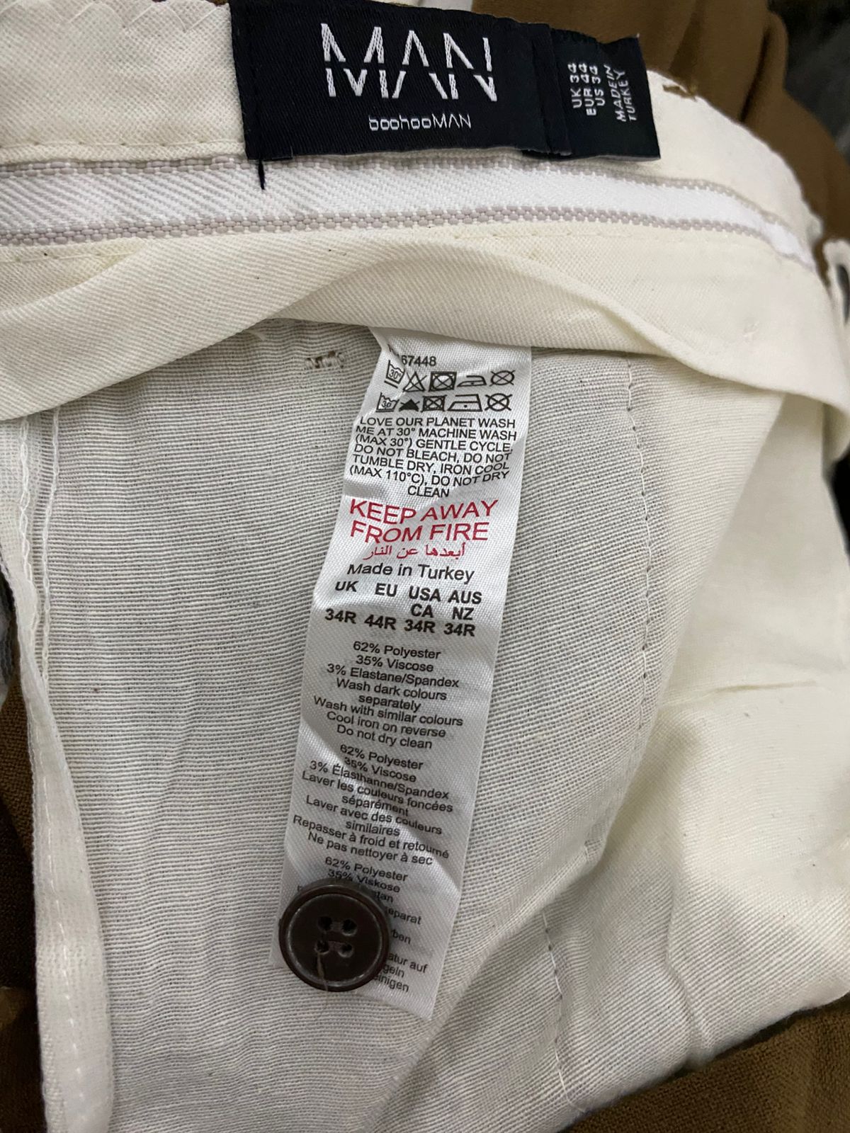 BOOHOO |XL| WAIST 36| B15| TAWNY BROWN SLIM FIT FORMAL TROUSERS