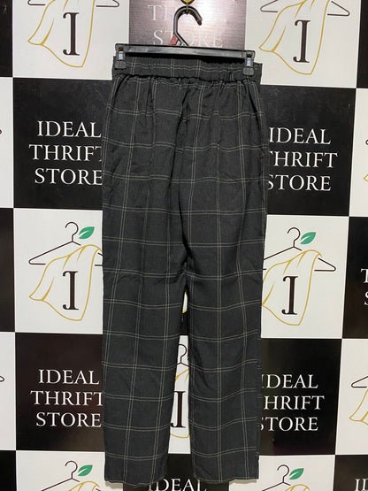 PRIMARK |S| WAIST 26| B15| WINDOWPANE CHECK HIGH-WAISTED TAPERED TROUSERS