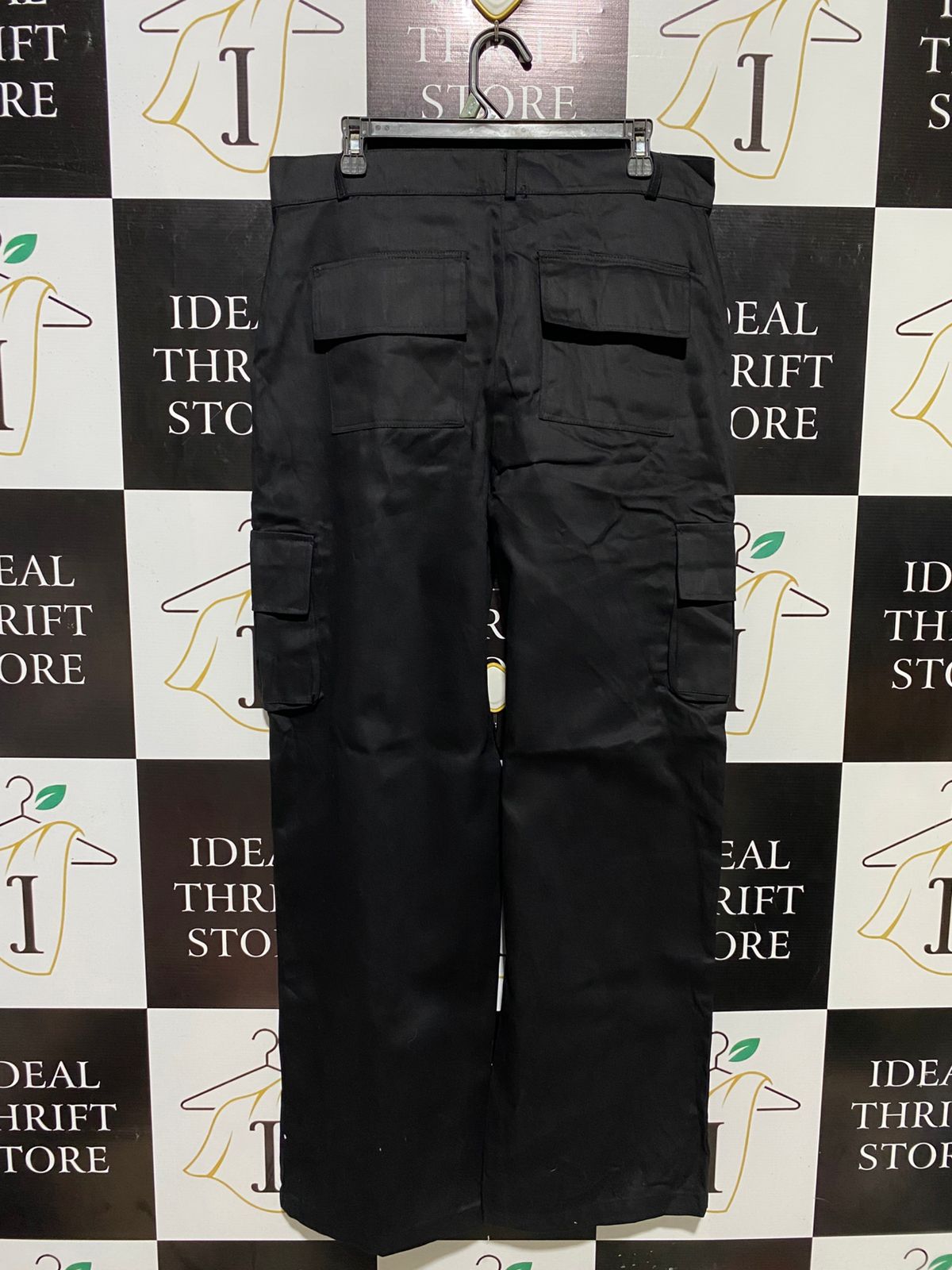 BOOHOO |XL| WAIST 34| B15| BLACK WIDE LEG CARGO TROUSERS – TRENDY STREETWEAR STYLE