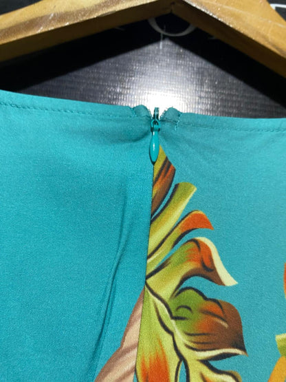 SHEIN CURVE |XL| BUST FREE| B15| VIBRANT TROPICAL BOTANICAL PRINT ROMPER – TEAL SUMMER JUMPSUIT