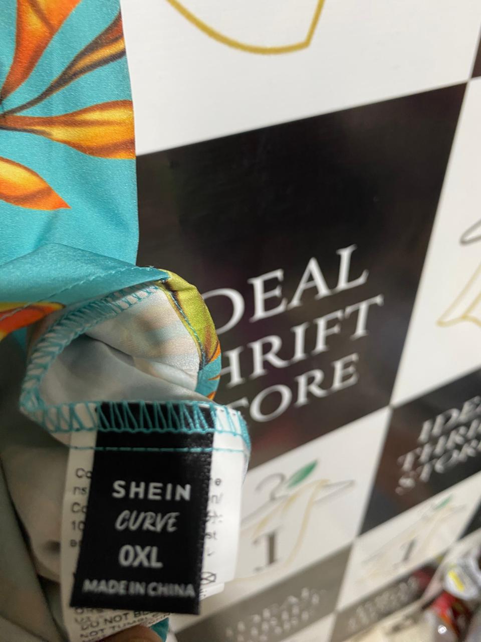 SHEIN CURVE |XL| BUST FREE| B15| VIBRANT TROPICAL BOTANICAL PRINT ROMPER – TEAL SUMMER JUMPSUIT