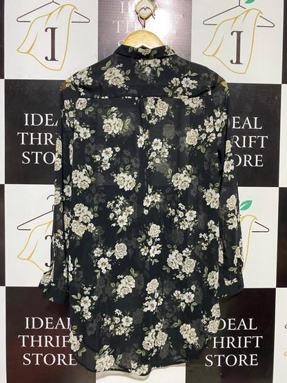 NEW LOOK |L| BUST 19| B15| SHEER FLORAL BUTTON-DOWN SHIRT