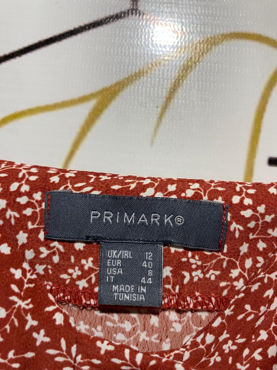 PRIMARK |M| BUST 17| B15| RUST ORANGE DITSY FLORAL MIDI DRESS