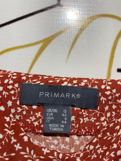 PRIMARK |M| BUST 17| B15| RUST ORANGE DITSY FLORAL MIDI DRESS