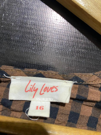 LILY LOVES |L| BUST 20| B15| VINTAGE GINGHAM CHECK MIDI DRESS – BROWN AND BLACK PLAID STYLE