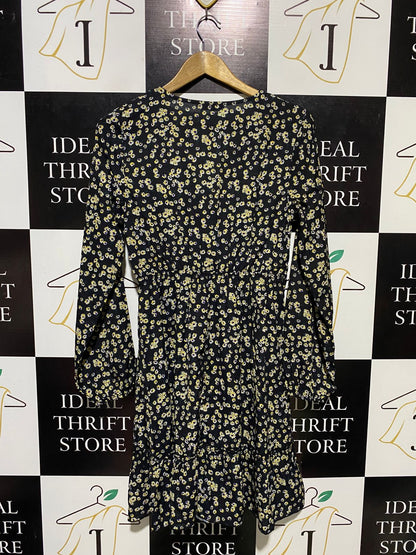 SHEIN |M| BUST 18| B15| FLORAL V-NECK LONG SLEEVE MINI DRESS