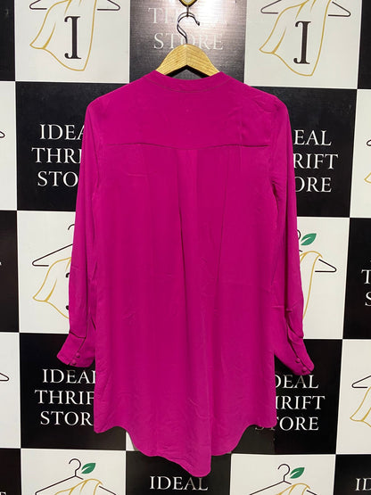 PRINCIPLES |L| BUST 20| B15| MAGENTA LONG SLEEVE BUTTON-DETAIL TUNIC BLOUSE