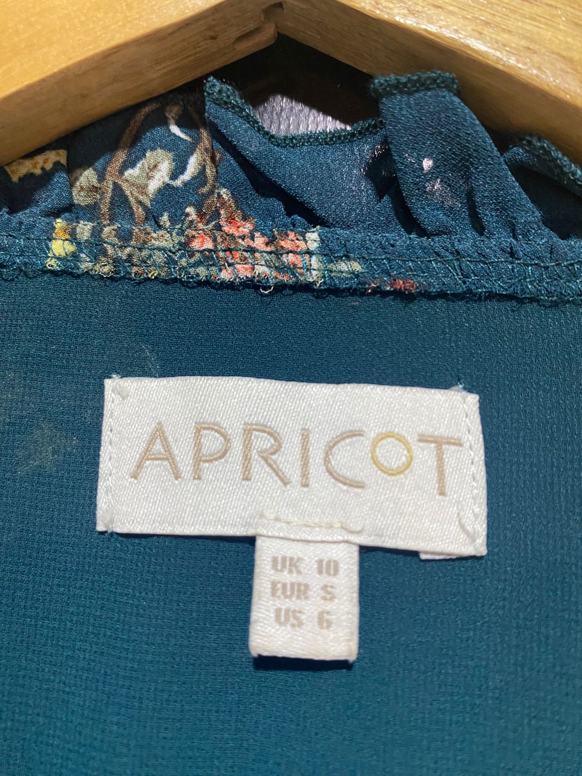 APRICOT |M| BUST 18| B15| TEAL FLORAL RUFFLE NECK MINI DRESS