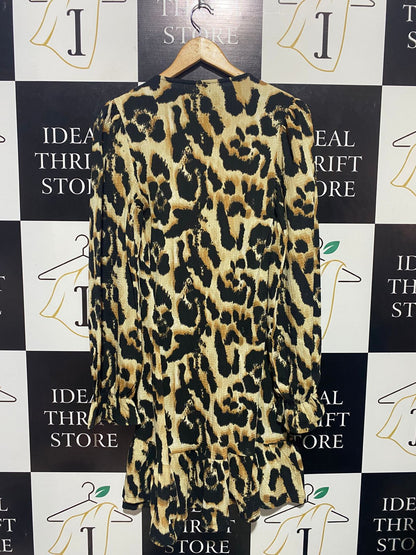 RIVER ISLAND |M| BUST 17| B15| LEOPARD PRINT RUFFLE HEM MINI DRESS