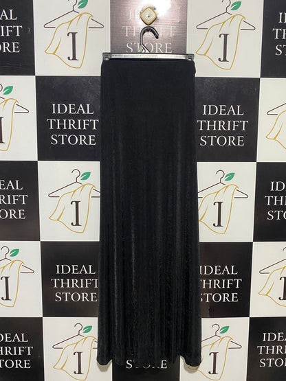 H&M | XS| WAIST 24| B14| ELEGANT BLACK SATIN-FINISH MAXI SKIRT WITH TIE