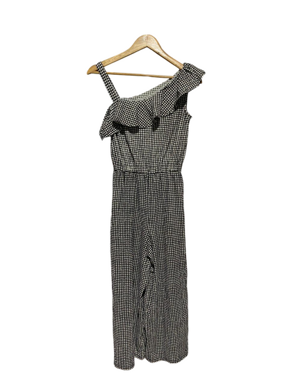 GEORGE |S| BUST 15| B15| GINGHAM ONE-SHOULDER RUFFLE JUMPSUIT