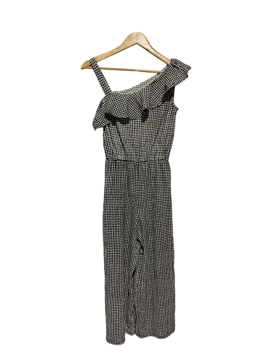 GEORGE |S| BUST 15| B15| GINGHAM ONE-SHOULDER RUFFLE JUMPSUIT
