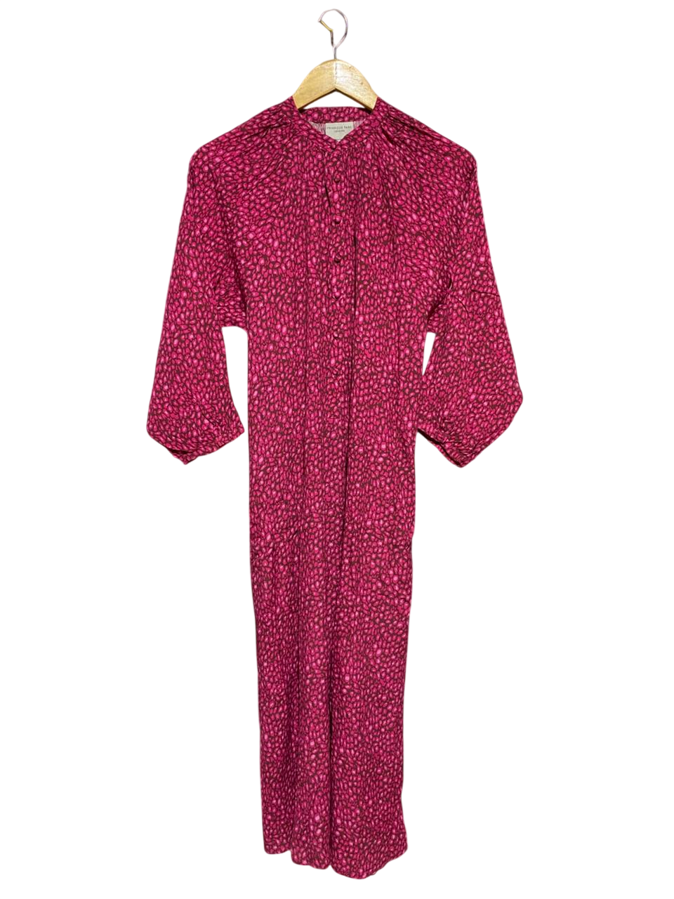 PRIMROSE PARK |M| BUST 19| B15| MAGENTA LEOPARD PRINT MIDI DRESS