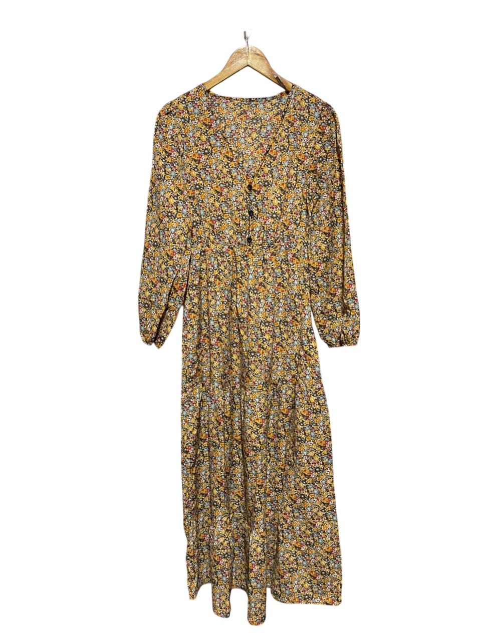 SHEIN |S| BUST 17| B15| FLORAL V-NECK TIERED BOHO MAXI DRESS