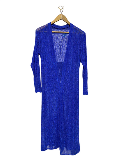 |M| BUST 19| B15| ROYAL BLUE LACE LONG-LINE OPEN CARDIGAN