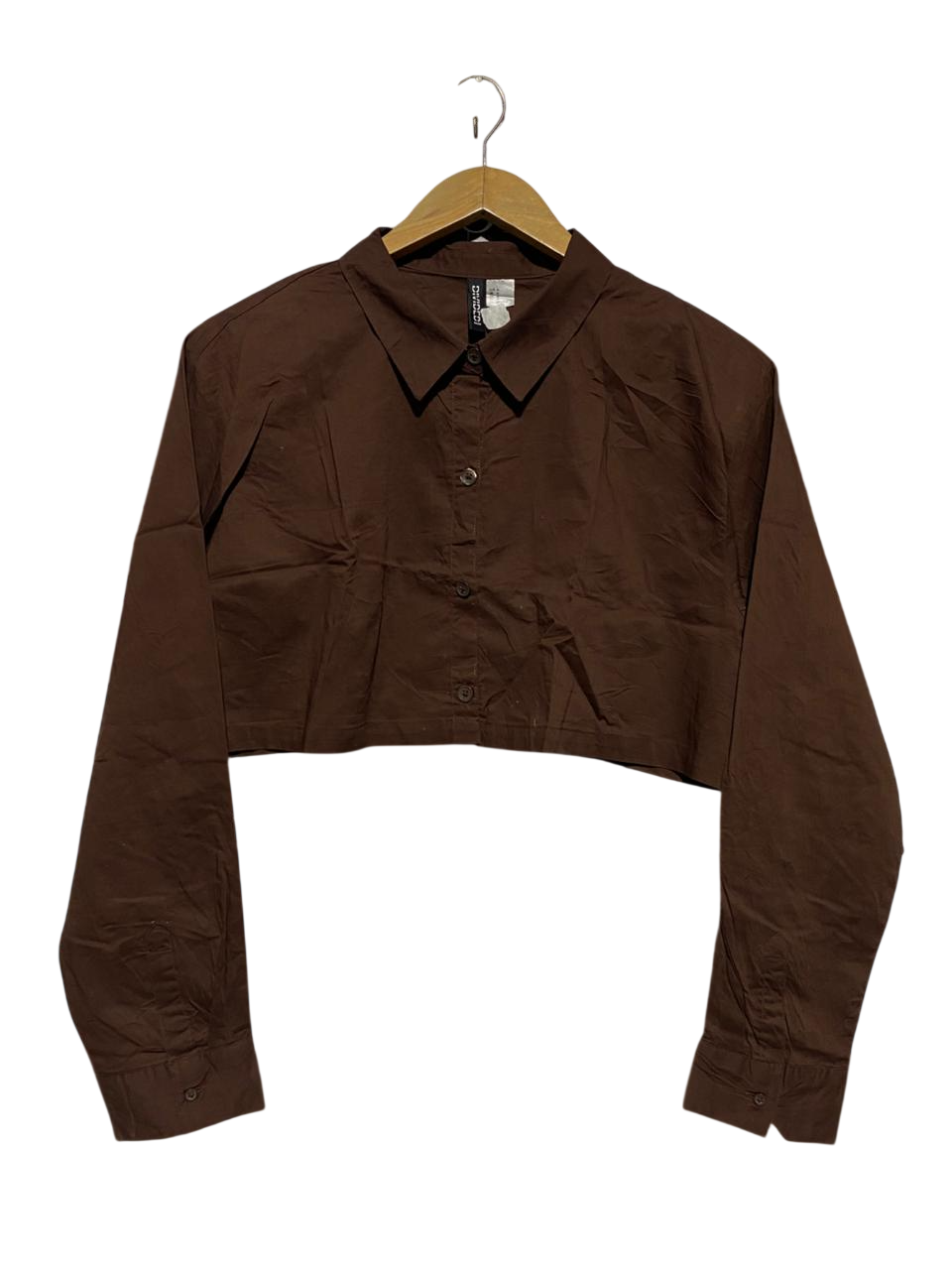 H&M |M| BUST 22| B15| CHOCOLATE BROWN CROPPED BUTTON-DOWN SHIRT