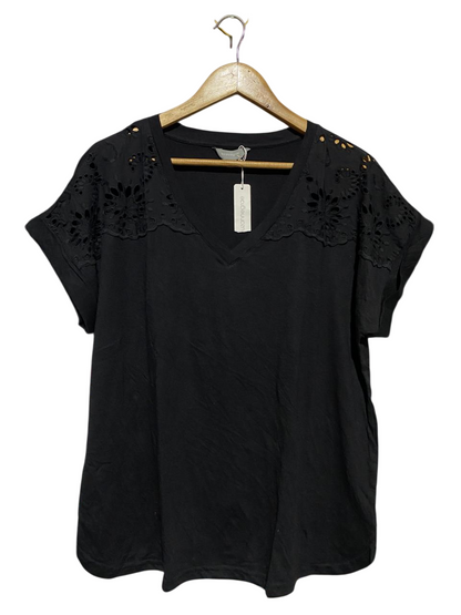 SUZANNEGRAE |L| BUST FREE| B15| BLACK EYELET EMBROIDERY V-NECK TOP