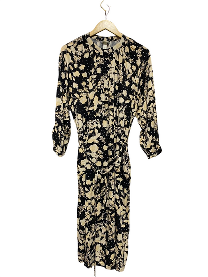 H&M |L| BUST FREE| B15| BLACK & CREAM FLORAL MOCK NECK MAXI DRESS