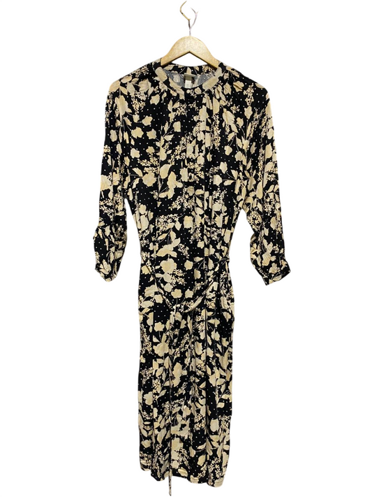 H&M |L| BUST FREE| B15| BLACK & CREAM FLORAL MOCK NECK MAXI DRESS