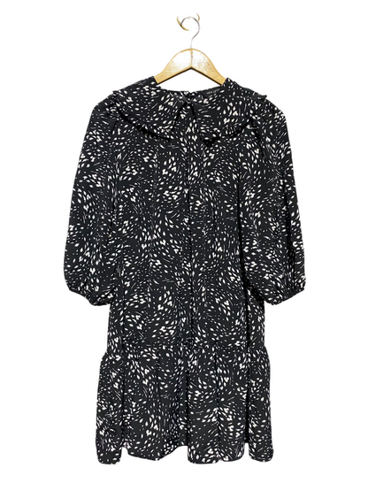NEW LOOK |M| BUST 17| B15| BLACK & WHITE MONOCHROME COLLARED MINI DRESS